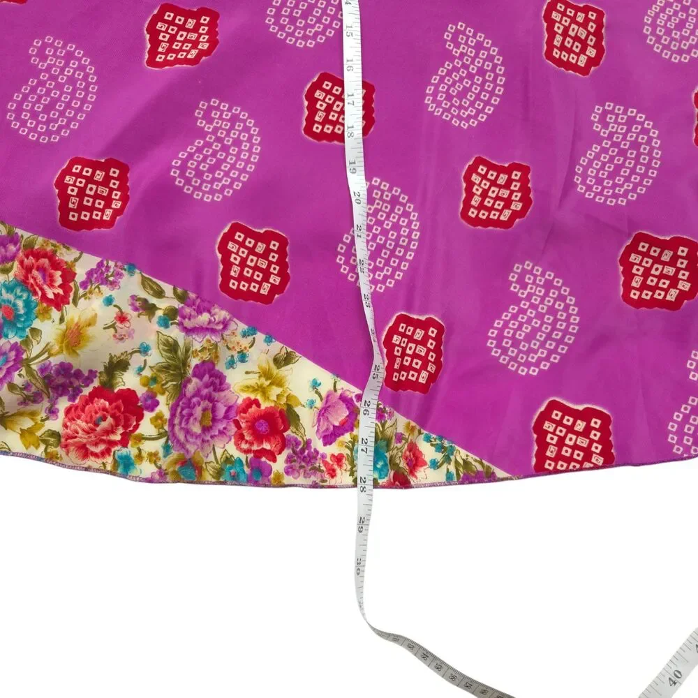 Island Republic Reversible 100% Silk Wrap Skirt Pink Floral Paisley - Picture 2 of 16